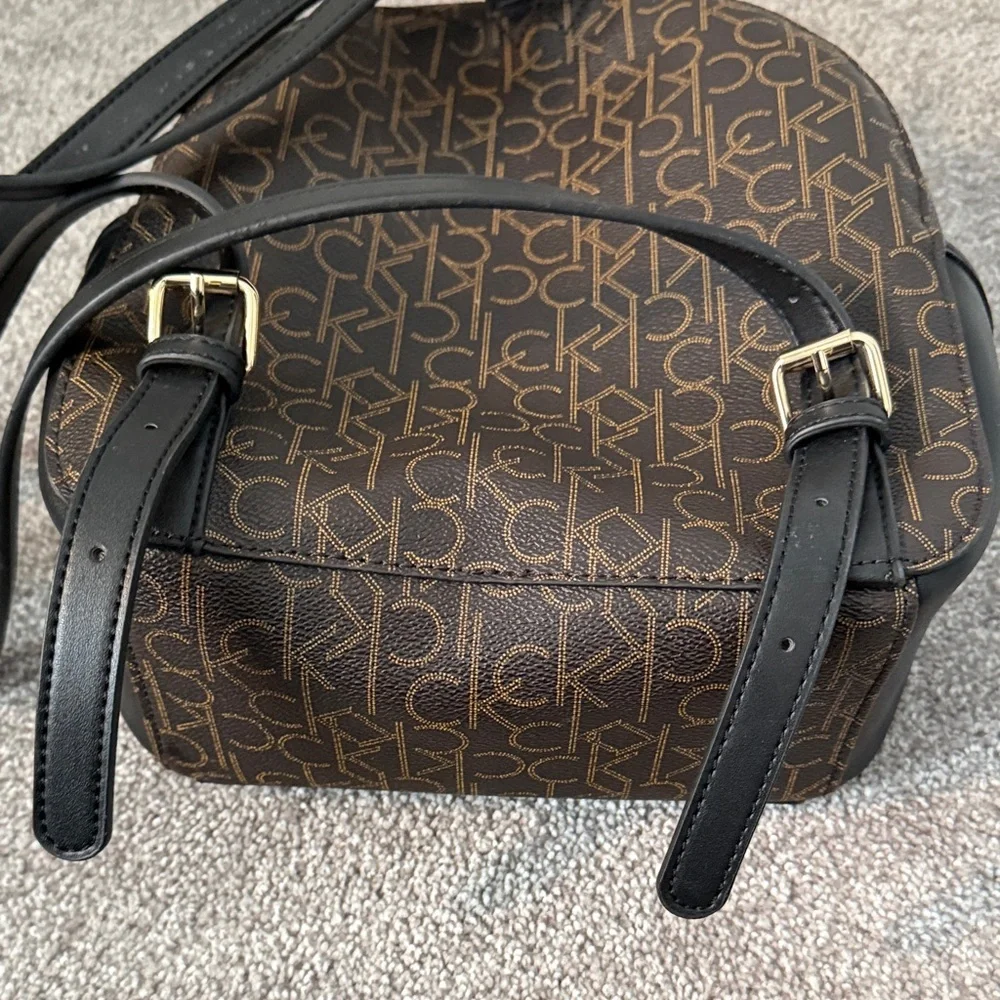 Calvin Klein Stylish Brown and Black Unisex CK zippered Backpack size medium